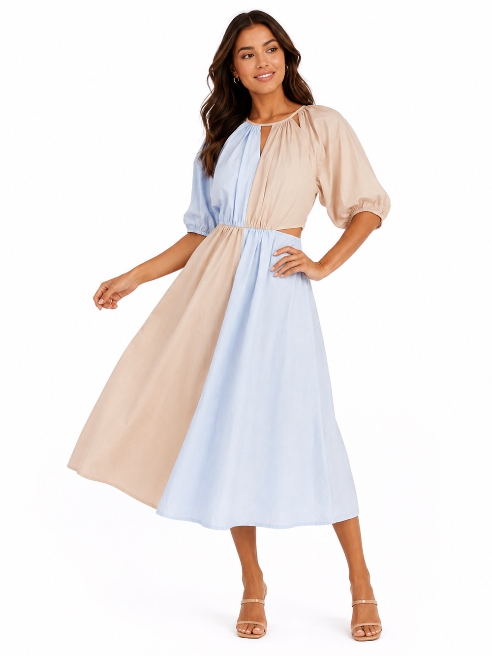 Mud Pie Hutton Colorblock Cotton Midi Dress NWT $76